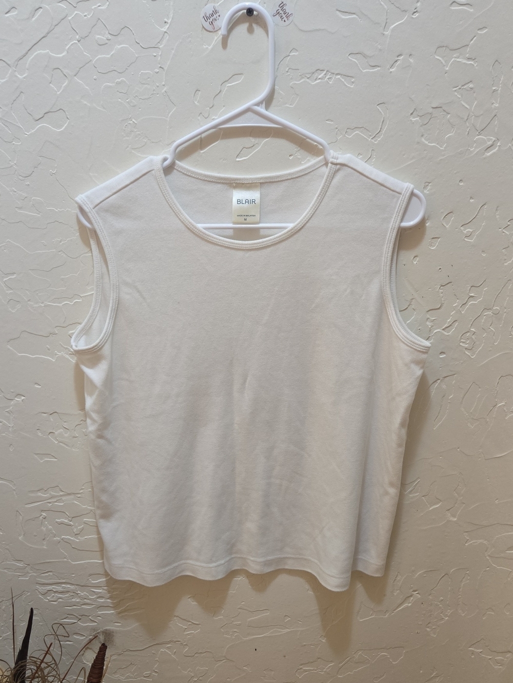 Blair White Cotton Sleeveless Crewneck Tank